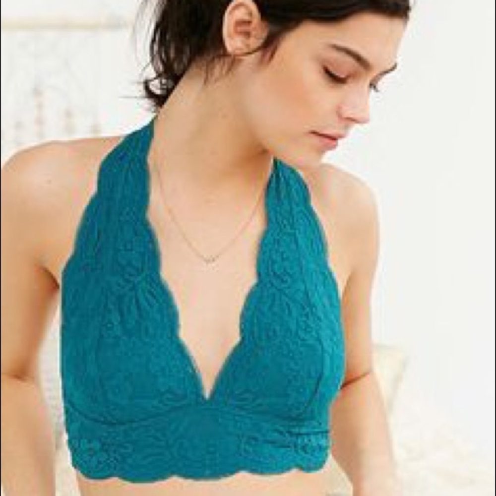 NWT S Urban Outfitters Lace Halter Bralette Teal